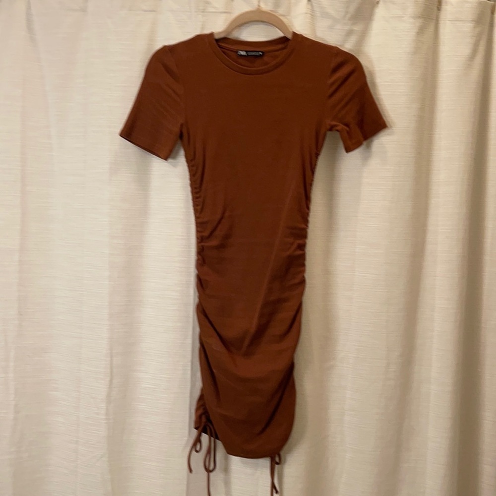Zara Brown Scrunch Dress